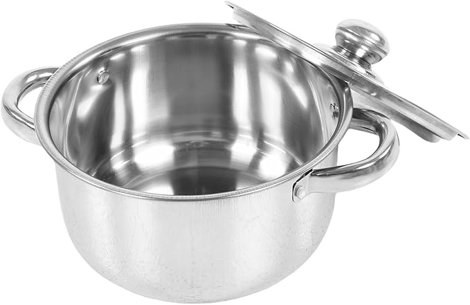 Six piece cookware set with glass lid wide mouth design includes a frying pan saucepan and milk pot suitable for induction cooktops