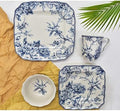 Misc Blue 16-Piece Dinnerware Set Service for 4 White Floral Porcelain 16 Piece Dishwasher Safe Microwave