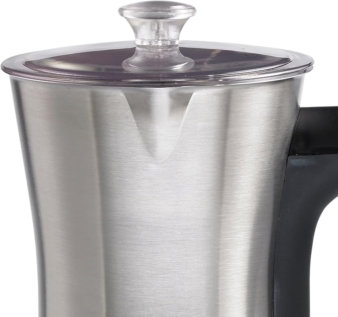 Electric Turkish Coffee Maker with 800W Heating Element – 4 Cup Stainless Steel Pot with Swivel Base One-Hand Operation &amp Boil Dry Protection