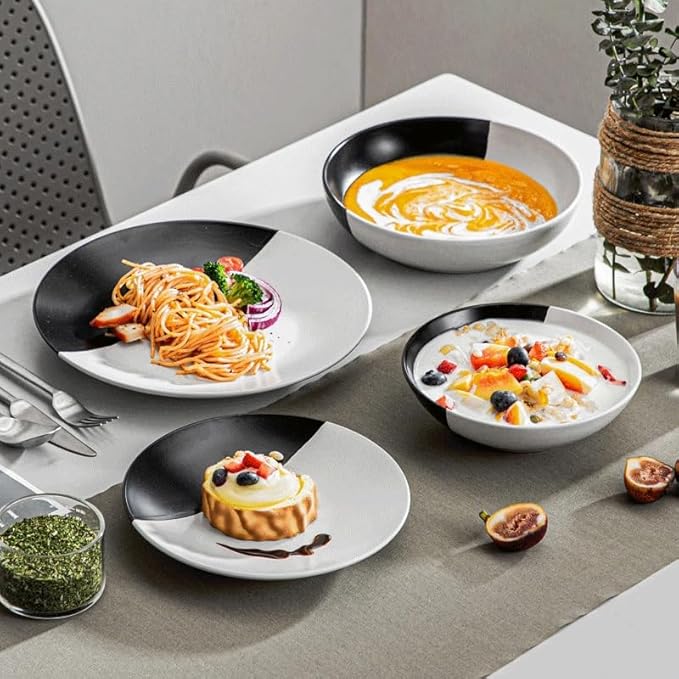 16 Piece Stoneware Tableware Set with Dinner Dessert Plate Soup Bowl Mug Service for 4 Person