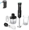 Cordless Hand Blender UTALENT Variable Speed Immersion Blender Rechargeable with 500ml Chopper 600ml container Egg Whisk for Smoothies Baby Food and Soups – Black