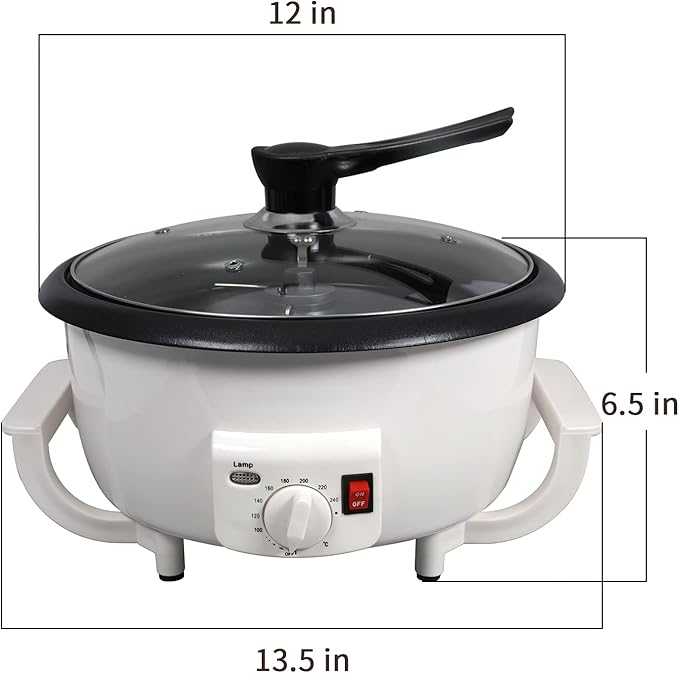 Coffee Roaster Machine for Home Use 800g Capacity Electric Coffee Bean Roaster Machine with Timer 0-240℃ Non-Stick for Cafe Shop Nut Peanut Black Bean Soybeans 110V 1200W