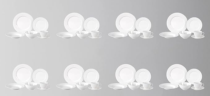 HomeVss New Bone China Dinnerware Set Embossed Diamond Design 48pc Set