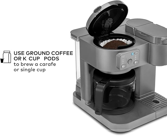 K-Duo Coffee Maker for Hot and Iced Drinks Single Serve KCup Pod Brewer and 12 Cup Carafe Drip Coffee Pot 60oz Water ReservoirPause &amp Pour Feature Perfect for Home &amp Office Use (Moon Grey)