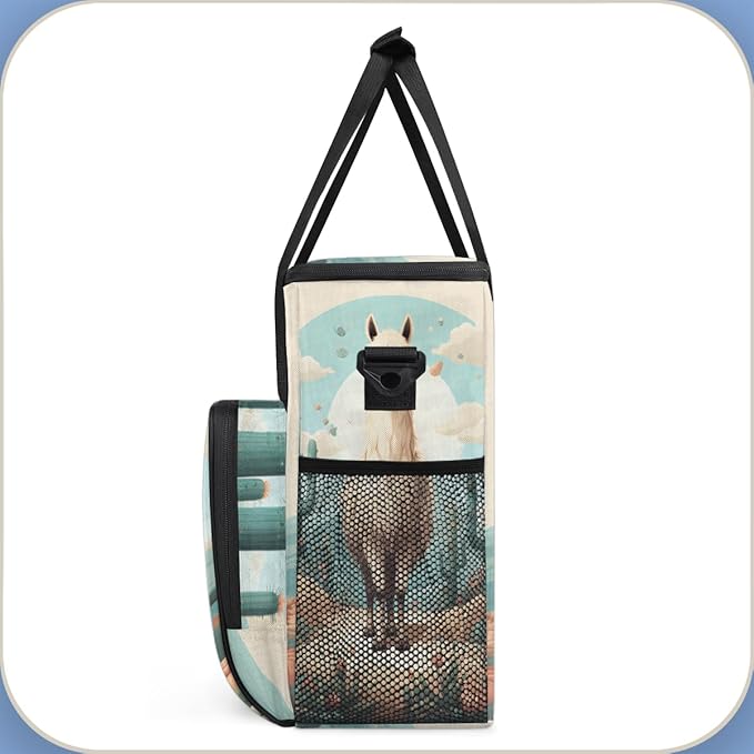 Tropical Desert Alpaca Coffee Maker Carrying Bag Travel Storage Bag Compatible with K-Mini or K-Mini Plus Single Serve Coffee Brewer Carrying Case with Multiple Pockets &amp Shoulder Strap