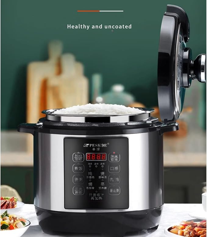Rice Cooker - Stainless Steel Household Rice Cooker Uncoated Healthy Rice Cooker Steam Up and Down Boil Digital Slow Cooker Thickened Liner Rapid Heat Conduction(2.5L)
