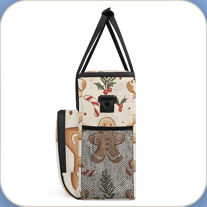 Cartoon Gingerbread Man Coffee Maker Carrying Bag Travel Storage Bag Compatible with K-Mini or K-Mini Plus Single Serve Coffee Brewer Carrying Case with Multiple Pockets &amp Shoulder Strap