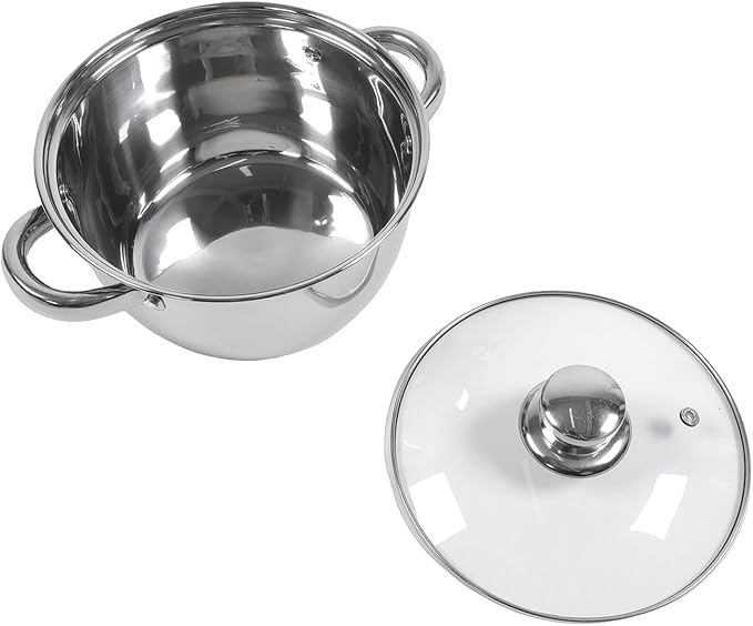 Stainless Steel Cookware Set High Temperature Proof Crack Proof 15Pcs Kitchen Pots and Pans with Lids Shovel Spoons for Frying Boiling Stewing