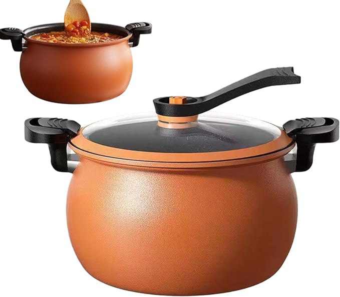 Non-Stick Pressure Pot Steam Vent 28X28X15.5CM Large Rice Cooker Transparent Lid Cookware Easy Clean For Cooking Canning Steam Rice Baking Bean Halloween Thanksgiving