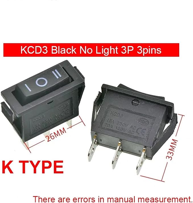 10 Pieces/lot Rocker Switch Rice Cooker Electric Frying pan Small Boat Type Power Button KCD3 Light 2/3 pin(G (10PCS))