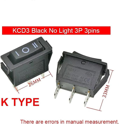 10 Pieces/lot Rocker Switch Rice Cooker Electric Frying pan Small Boat Type Power Button KCD3 Light 2/3 pin(Remark(10PCS))