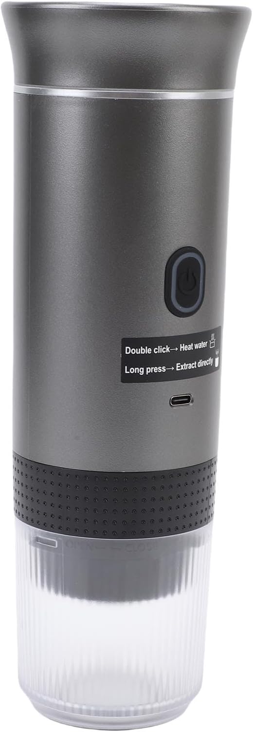 Luqeeg 72W 120ML Cup Portable Coffee Maker Full Automatic Machine Outdoor Ground Coffee Maker with USB C Charging &amp 20 Bar Pressure for Camping RV Hiking Office Travel (Gray)