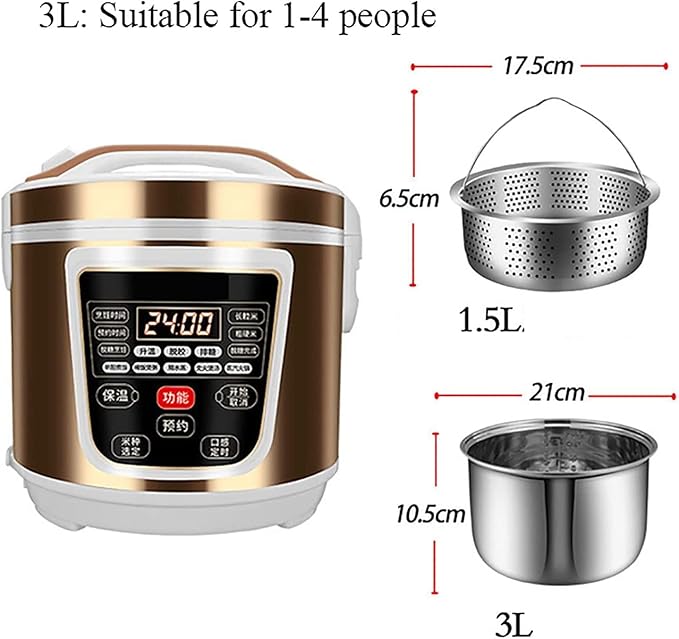 Low-Sugar Rice Cooker Household Multi-Function Rice Cooker 304 Stainless Steel Liner Rice Soup Separated for 1-4 People