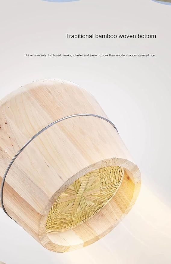 1 Set of Wooden Rice Barrel Rice Steaming Barrel Rice Mixing Barrel with Lid Suitable for Home Kitchen Restaurant(24 * 20cm)