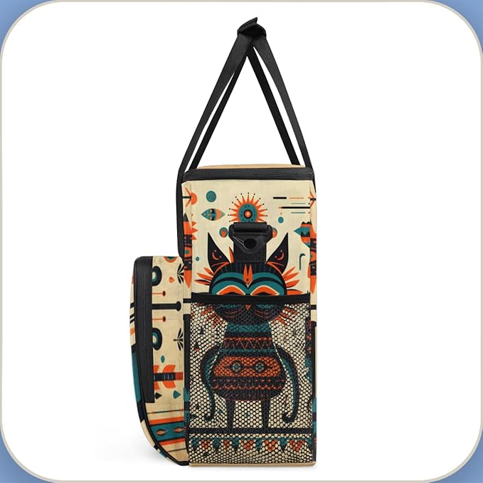 Retro Graffiti Coffee Maker Carrying Bag Polynesian Pattern Travel Storage Bag Compatible with K-Mini or K-Mini Plus Single Serve Coffee Brewer Carrying Case with Multiple Pockets &amp Shoulder Str