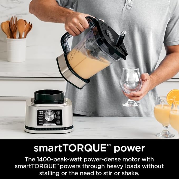 Ninja Blender For Kitchen | Food Processor Combo System | Smoothie Maker &amp Nutrient Extractor | 6 Functions for Bowls Spreads Dough Shakes | 72-oz. Pitcher &amp To-Go Cups | Silver | SS351