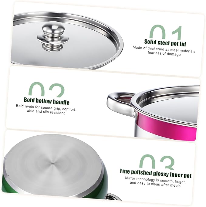 4pcs Stainless Steel Cooking Pot Set with Lids and Heat-resistant Handles Non-stick Induction Compatible Kitchen Cookware for Gas Stove and Electric Range Pots for Home and
