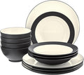 Noritake Colorwave Graphite 12-Piece Coupe Dinnerware Set Service for 4