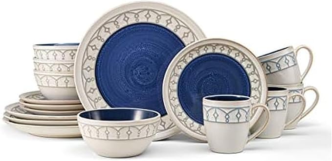 Pfaltzgraff Remi Blue 16 Piece Dinnerware Set Service for 4
