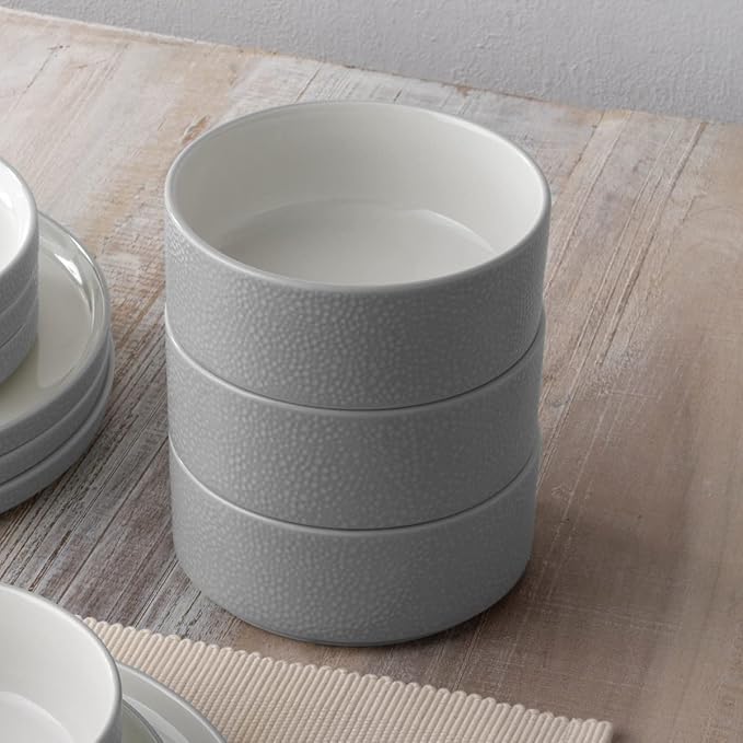 Noritake ColorTex Stone Grey 12-Piece Dinnerware Set Service for 4
