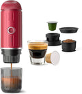 BENFUCHEN Portable Electric Espresso Machine Travel Coffee Maker for Camping On the Go Car Coffee Maker Self-Heating with USB-C With Ground Coffee &amp N Espresso Capsule for RV/Hiking/Office Red