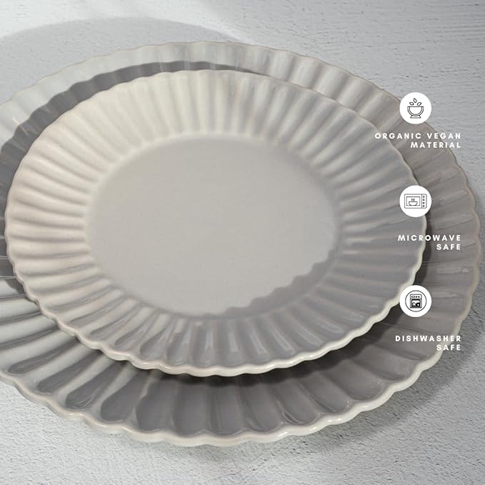 16 Piece Dinnerware Set Aruba (Cloudy Grey) Plates Bowls and Mugs Set for 4