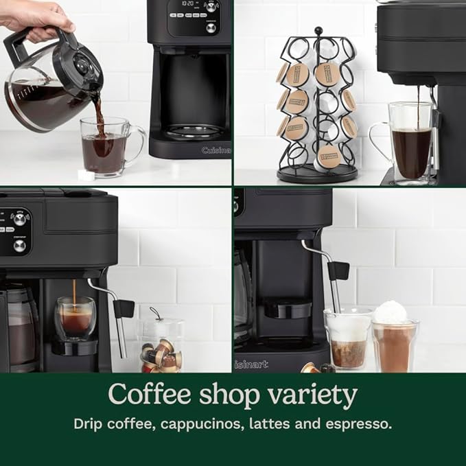 Cuisinart Coffee Center Barista Bar 4-in-1 Coffee Maker Single-Serve Pods Compatible Coffeemaker Three Brewing Sizes SS-4N1MBNAS Black