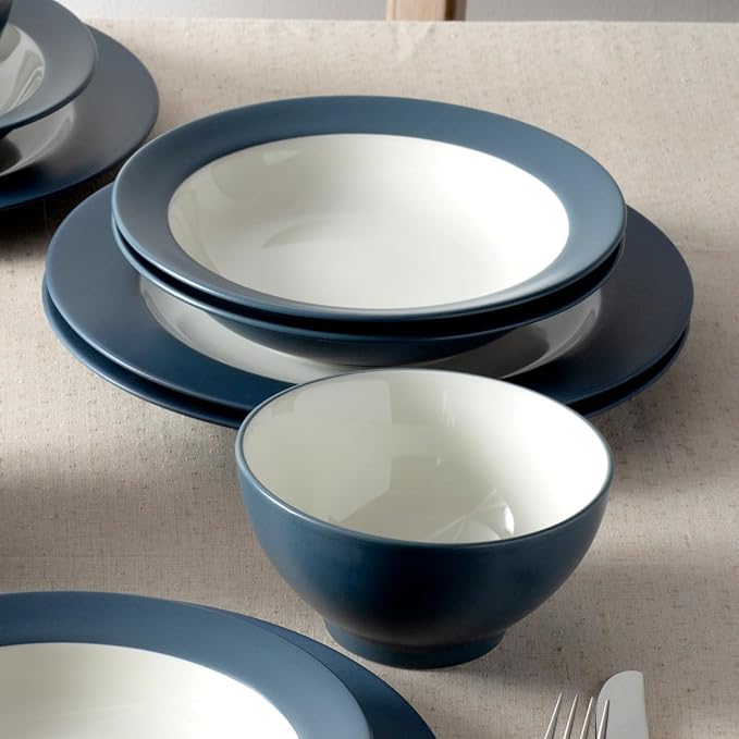 Noritake Colorwave Blue 12-Piece Rim Dinnerware Set Service for 4