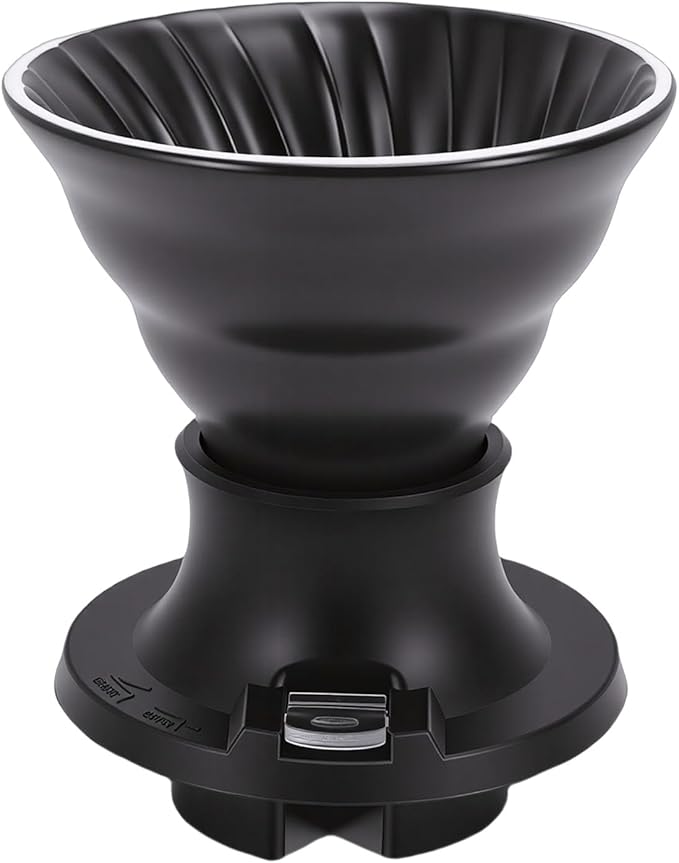 Premium Ceramic Pour Over Coffee Dripper - Heat Immersion Cone Brewer with Filter Holder for Home Office &amp Travel Use Ideal Coffee Maker for Daily Brewing (Black)