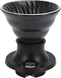 Premium Ceramic Pour Over Coffee Dripper - Heat Immersion Cone Brewer with Filter Holder for Home Office &amp Travel Use Ideal Coffee Maker for Daily Brewing (Black)