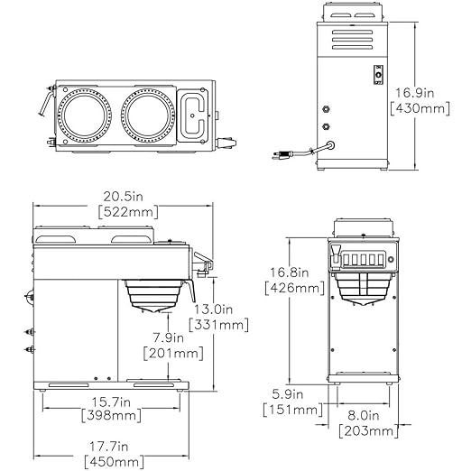 Bunn 12950.0217 CWTF15-3 Automatic Coffee Brewer with 1 Lower / 2 Upper Warmers (Decanters Not Included) (120V)