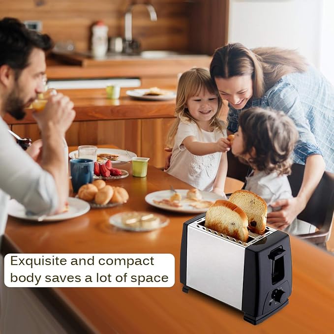 2 Slice Toaster Best Rated Prime Stainless Steel 1.5 inch Wide Slot Small Household Kitchen Toaster with Shade Selector and Pop Up Reheat Defrost Cancel Functions 6 Bread Shade Settings Removable Cr