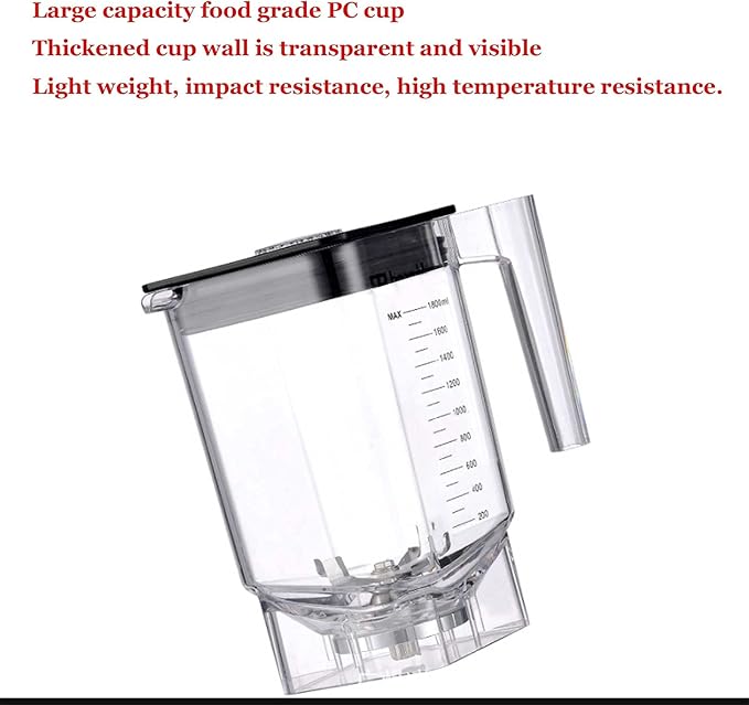 Portable Blender Small Electric Fruit Personal Blender 1800ml Multifunctional Blenderfor Milkshakes and Smoothies(22x22x44cm)