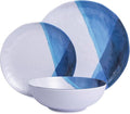 Webbylee Melamine Dinnerware Set for 4-12pcs Melamine Plates and Bowls Set for Indoor/Outdoor Use Scratch-Resistant Dish SetLightweight&ampDishwasher Safe Blue Dinnerware