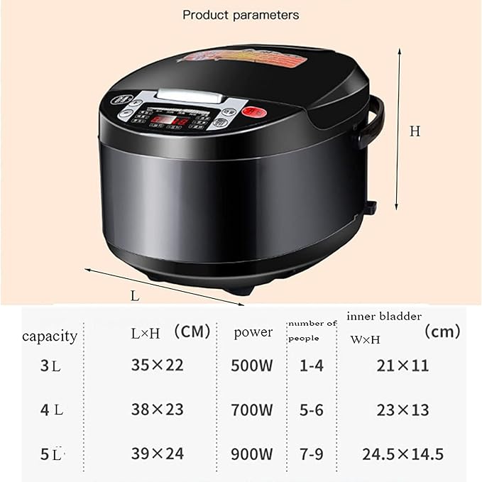 Rice Cooker Household Multifunctional Non-Stick Rice CookerIntelligent Insulation and 24H Reservation for 1-9 People (5L) ()