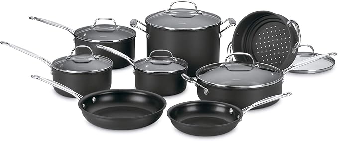 Cuisinart 14-Piece Cookware Set Chef's Classic NonStick Hard Anodized Gray 66-14N