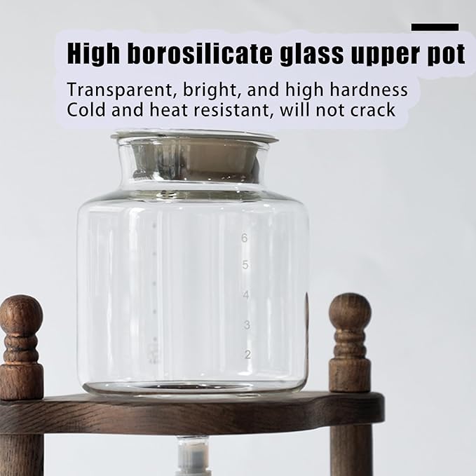 Percolator Coffee Pot Drip Coffee Machine Espresso Cold High Borosilicate Glass Cold Brew Maker 4~6 Servings Ice Drip Coffee Pot W/Adjustable Valve Stainless Steel Stopper for Cafes