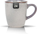 Organic Shape Highland Ceramic Mug 24pcs 12oz Handmade Reactive Glaze Stoneware Coffee Mug with Wavy Edge for Kitchen Microwave &amp Dishwasher Safe Scratch Resistant-grey