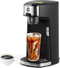 Single Serve Coffee Maker for Coffee Pods&amp Ground Coffee 1300W One-Touch Coffee Machine Fast Brew 8-12 oz Compact for Office Kitchen Apartment Dorm Travel Black