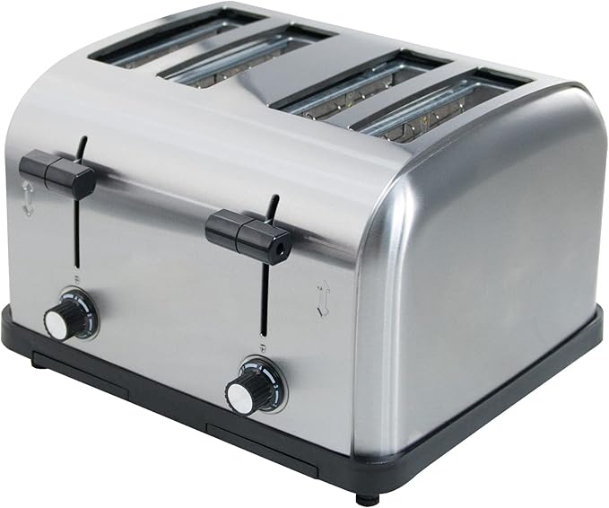 Clivia Commercial Toaster for Restaurant 4 Slice ToasterCommercial Bread Heating Machine Automatic Pop-UpStainless Steel Bread OvensSilver