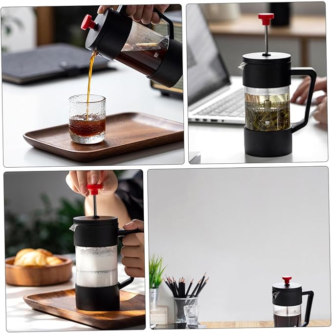 350ml Manual Press Coffee Maker Glass Coffee Pot with Stainless Steel Filter Heat-resistant Teapot for Home Brewing and Tea Preparation