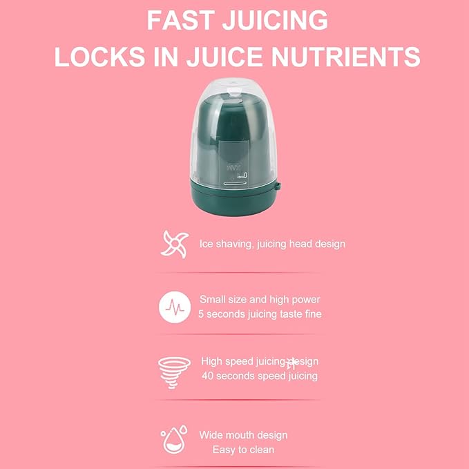 260ml Portable Juicer Cup Portable Juicer Cup with USB Cable Multifunctional Fruit Mixing Machine for Gym Travel Kitchen (Green)