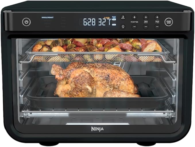 Ninja DT202BK Foodi 8-in-1 XL Pro Air Fry Oven Large Countertop Convection Oven Digital Toaster Oven 1800 Watts Black 12 in. (Renewed)