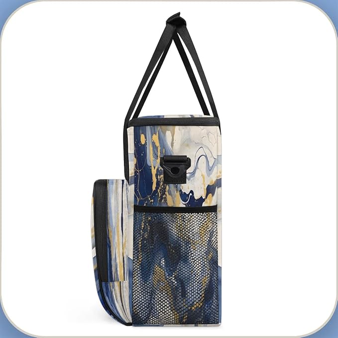 Navy Blue Marble Coffee Maker Carrying Bag for Keurig K-Mini or K-Mini Plus Storage Portable Coffee Maker Travel Bag