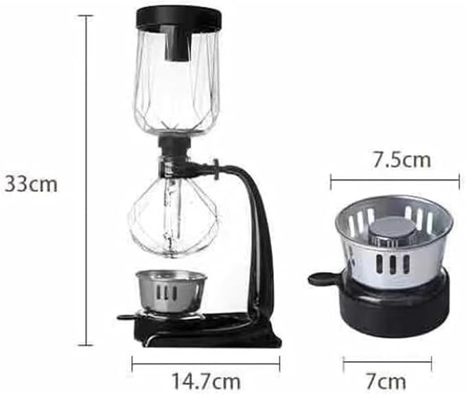 Tabletop Glass Siphon Pot Vacuum Technology Syphon Coffee Maker with Hot Tea Maker Machine Large Capacity &amp Perfect for Serving 3-4 Guests Heat-resistant -30°C To 180°C for Home and Office