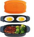 Quick-Heat Microwave Egg Cooker and 33 OZ Microwave Grill Combo | 2-Piece Breakfast Maker Set for Grilling Frying Crisping Meat Bacon Pancakes &amp Veggies | Dishwasher Safe &amp Non-Stick for K