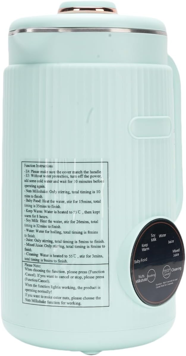 Decdeal Soybean Milk Maker Programmable Blender with Digital Display 12 Stainless Steel Blades Auto Cleaning 8H Keep Warm Function for Almond Milk Soy Juices (green)