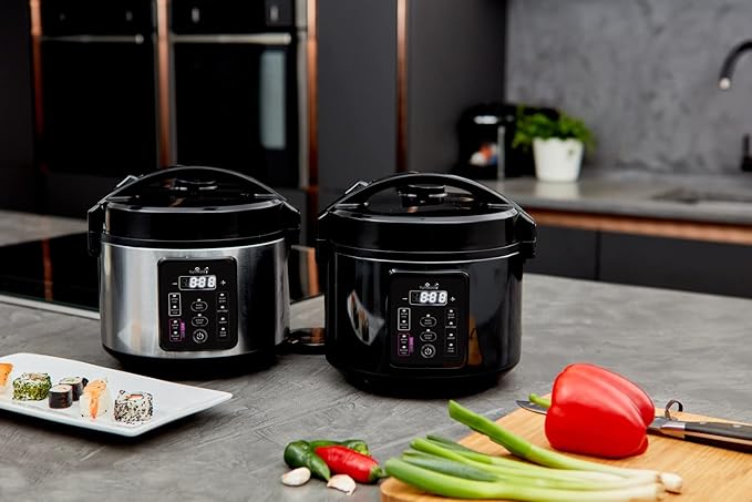 Yum Asia Kumo YumCarb Rice Cooker with Ceramic Bowl and Advanced Fuzzy Logic (5.5 Cups 1 Litre) 5 Rice Cooking Functions 3 Multicooker Functions 110V US Power (Light Stainless Steel)