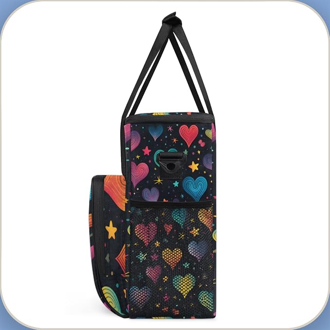 Colorful Star Heart Coffee Maker Carrying Bag Portable Travel Storage Tote Bag Compatible with K-Mini or K-Mini Plus Single Serve Coffee Brewer Carrying Case with Multiple Pockets &amp Shoulder Str
