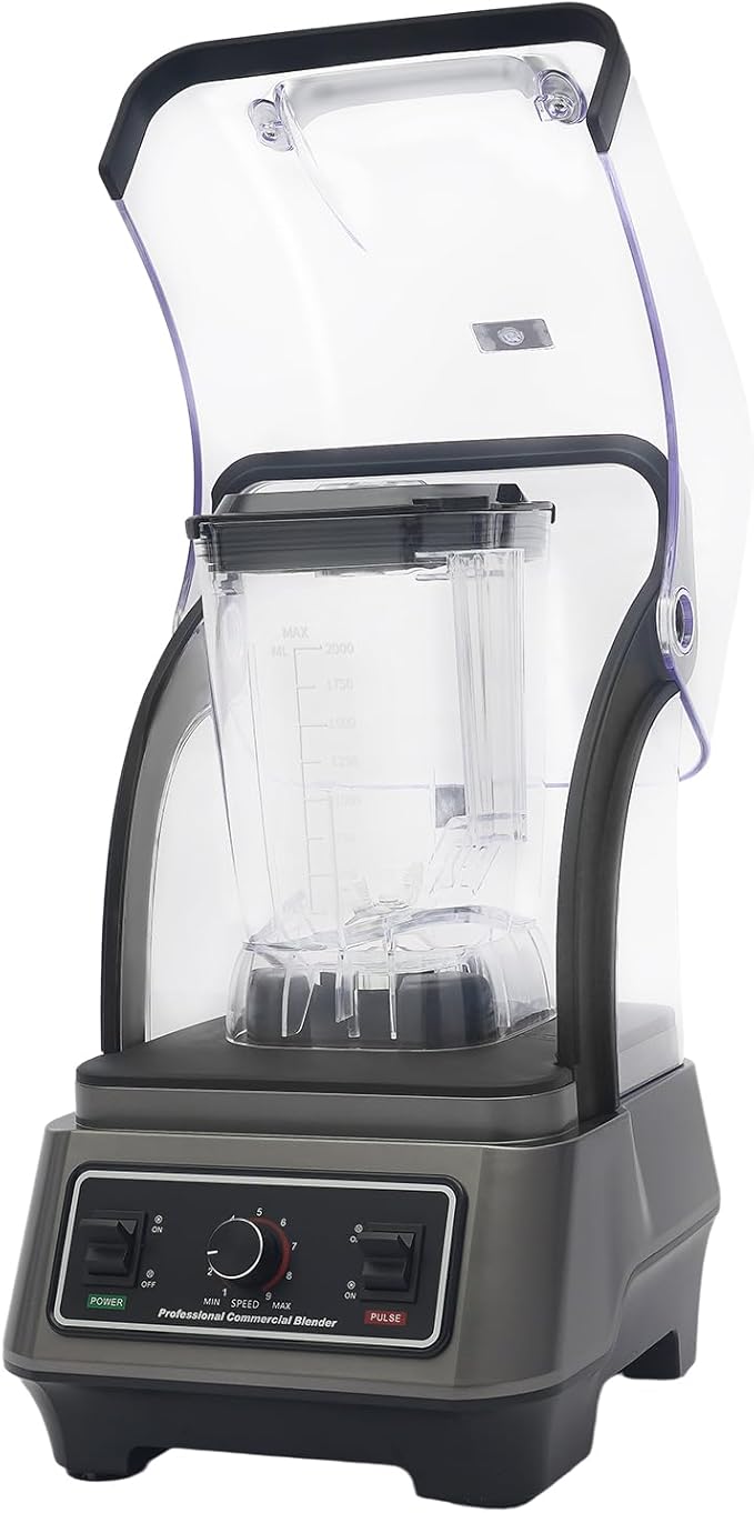 1600W Commercial Blender 9 Speeds Duty High Speed Blender for Smoothies Ice Crushing Food Processing with 2L BPA-Free Jar Ideal for Home Kitchen Restaurant Cafe &amp Smoothie Shop (black)